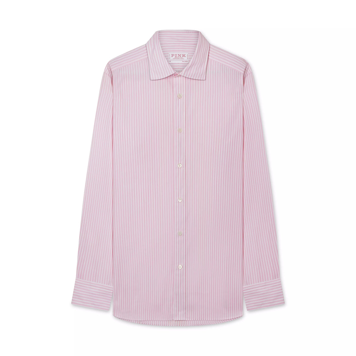 Pink & White Classic Fit Business Casual Cotton Stripe Shirt