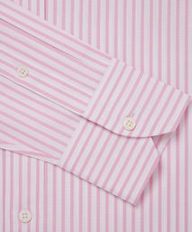 Pink & White Classic Fit Business Casual Cotton Stripe Shirt
