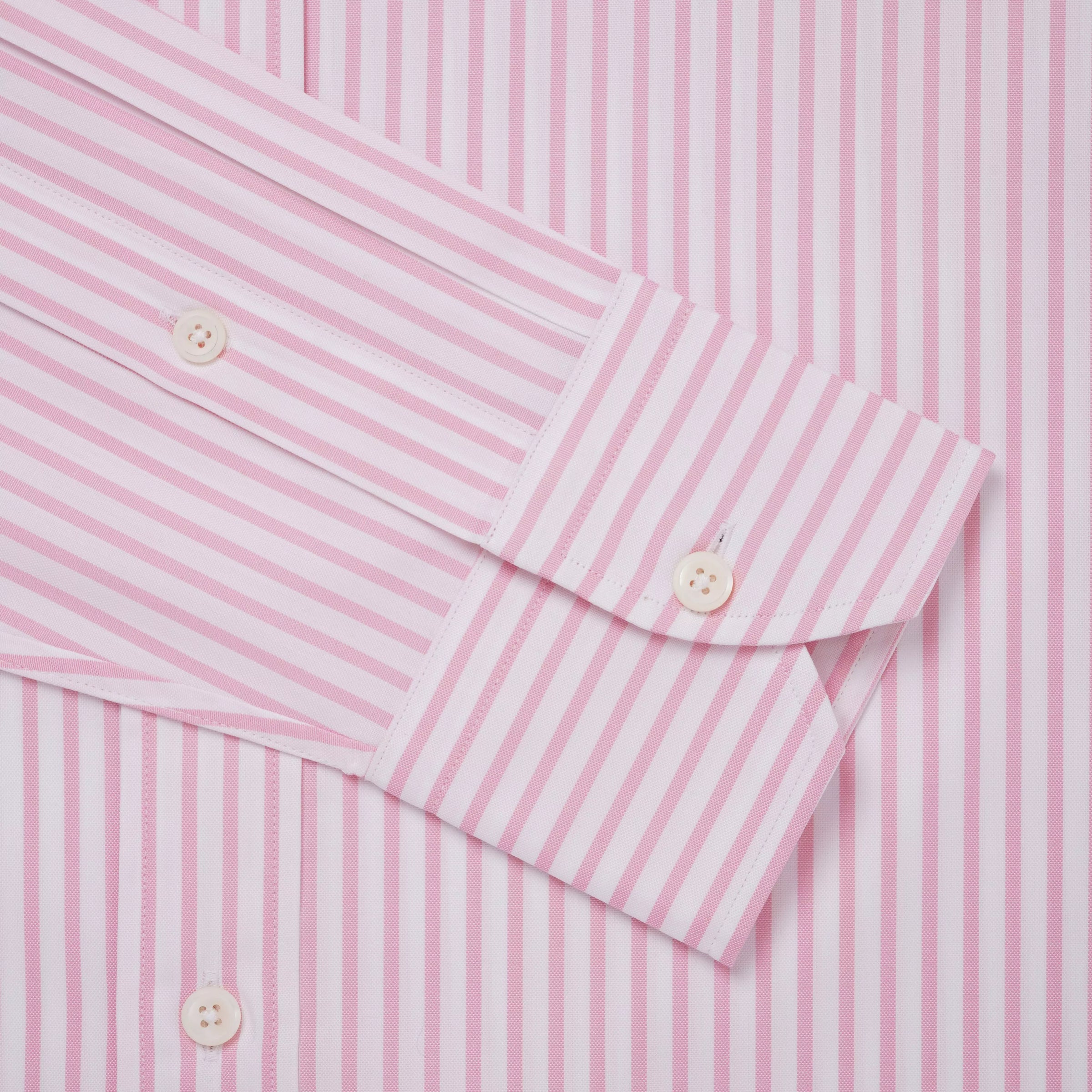 Pink & White Classic Fit Business Casual Cotton Stripe Shirt