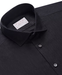 Charcoal Slim Fit Smart Casual Cotton Slub Effect Shirt