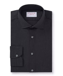 Charcoal Slim Fit Smart Casual Cotton Slub Effect Shirt