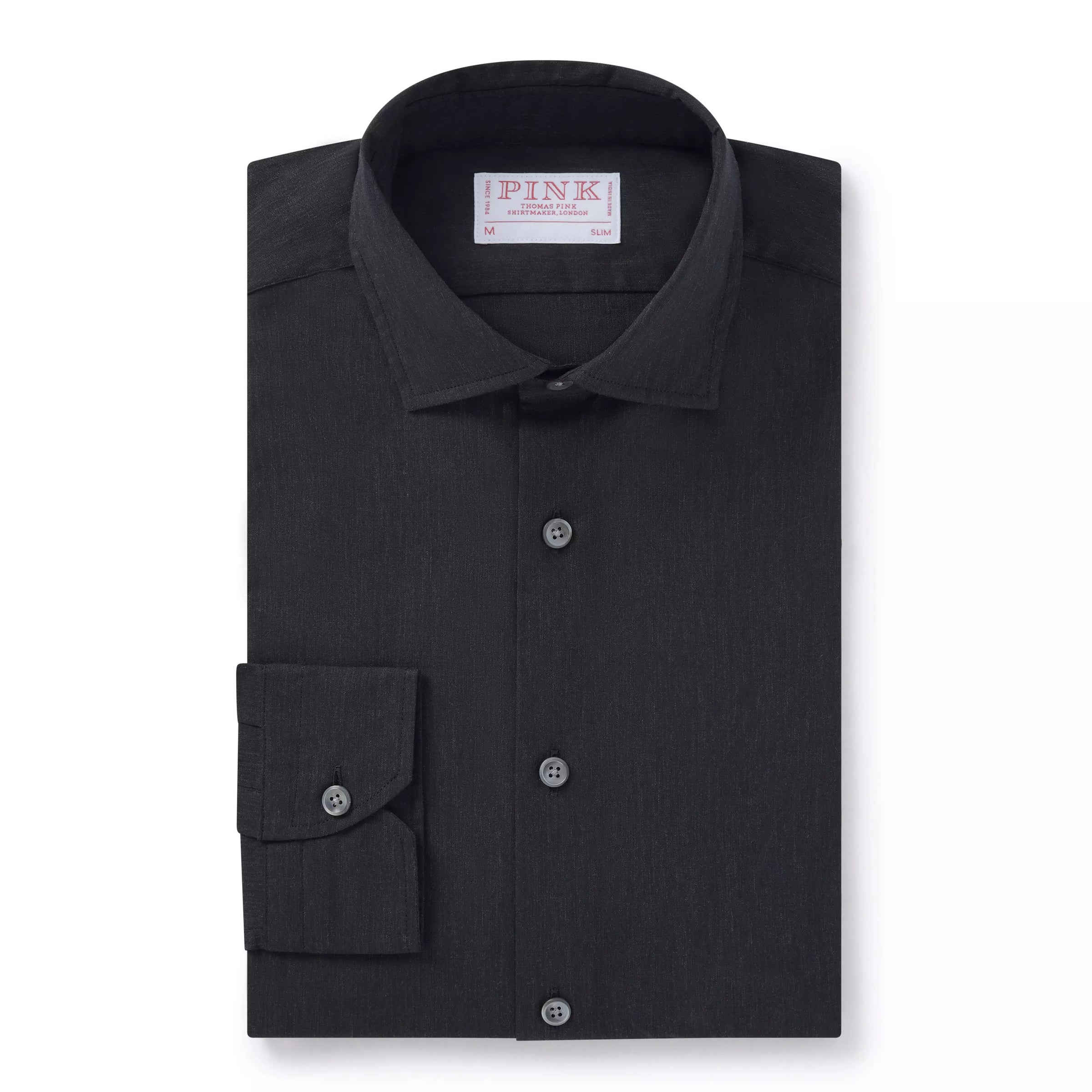Charcoal Slim Fit Smart Casual Cotton Slub Effect Shirt