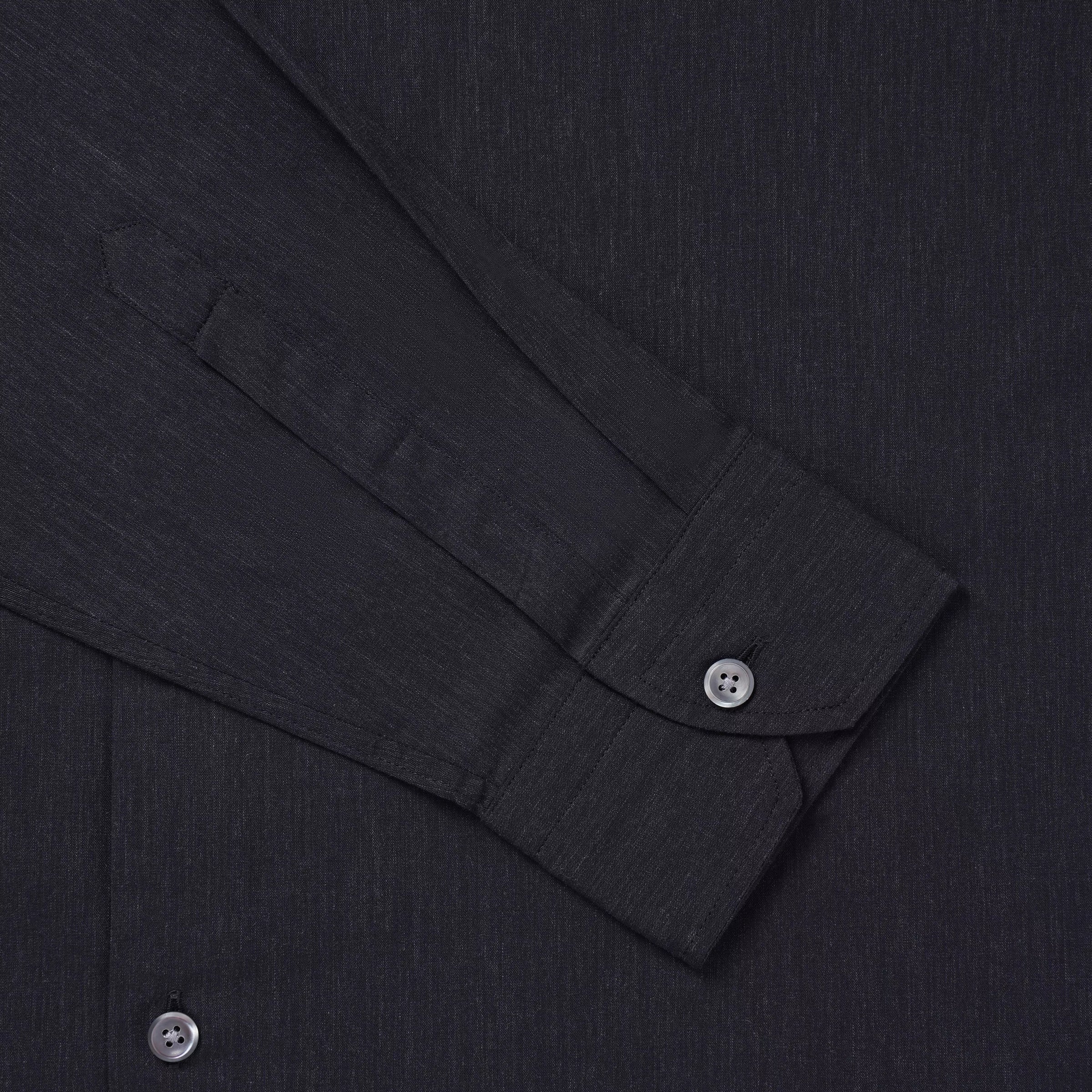 Charcoal Slim Fit Smart Casual Cotton Slub Effect Shirt