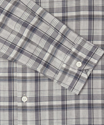 Pale Grey Slim Fit Smart Casual Balmoral Plaid Check Shirt
