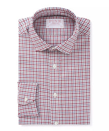 White & Multicolour Slim Fit Smart Casual Twill Window Check Shirt