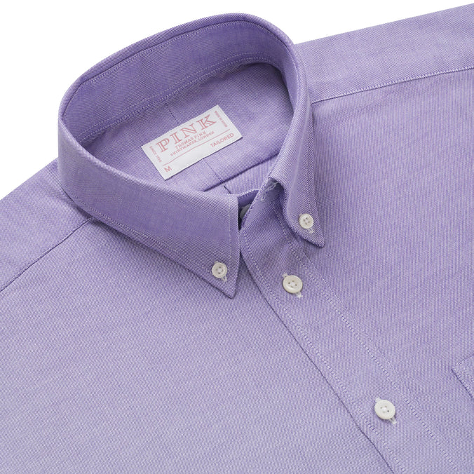 Purple & White Tailored Fit Smart Casual Oxford Shirt