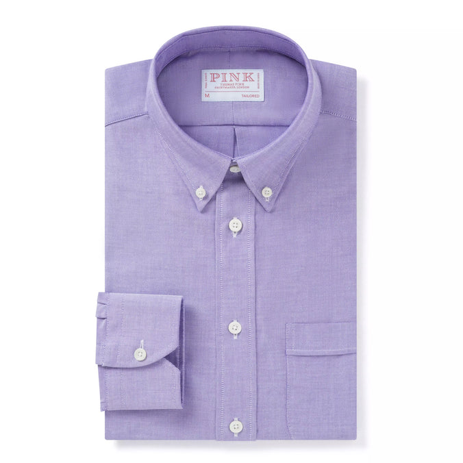 Purple & White Tailored Fit Smart Casual Oxford Shirt