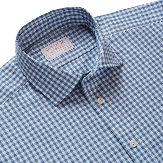 Pale Blue & Blue Tailored Fit Smart Casual Oxford Check Shirt