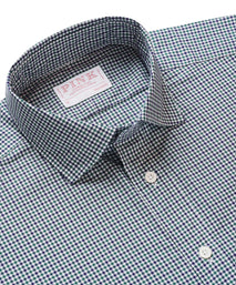 Green & Blue Tailored Fit Smart Casual Mini Check Shirt