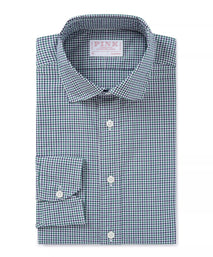 Green & Blue Tailored Fit Smart Casual Mini Check Shirt