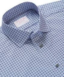 Navy & Blue Tailored Fit Smart Casual Mini Check Shirt