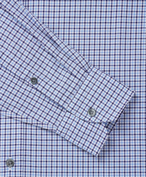 Navy & Blue Tailored Fit Smart Casual Mini Check Shirt