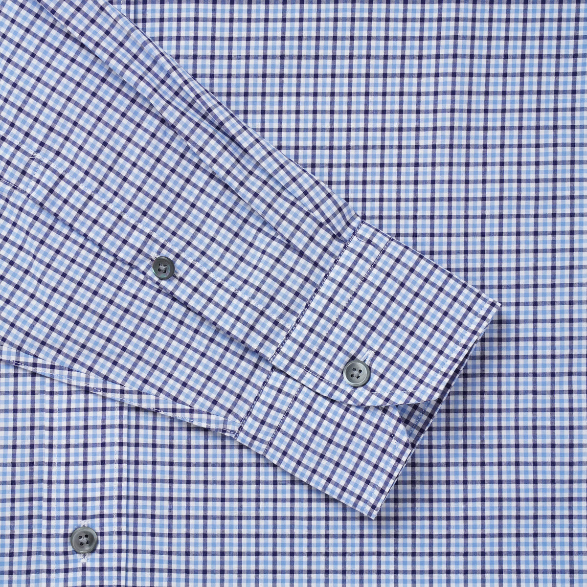 Navy & Blue Tailored Fit Smart Casual Mini Check Shirt