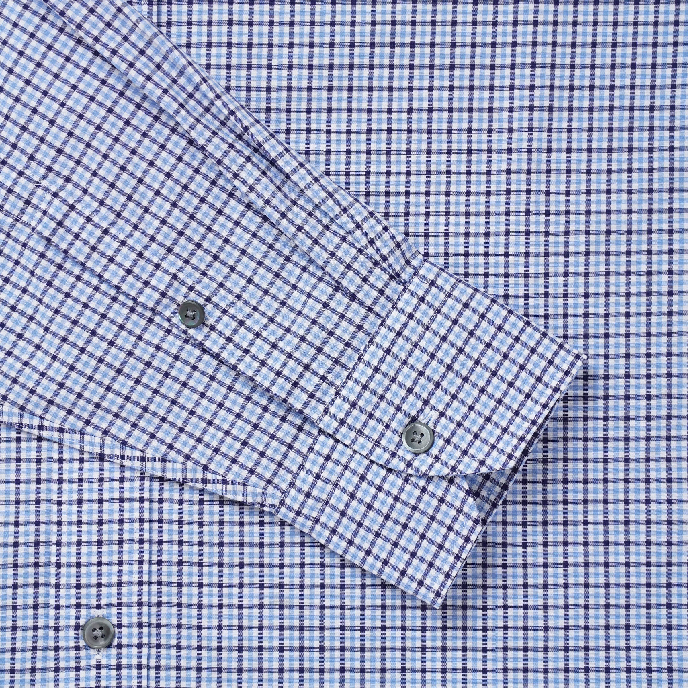 Navy & Blue Tailored Fit Smart Casual Mini Check Shirt