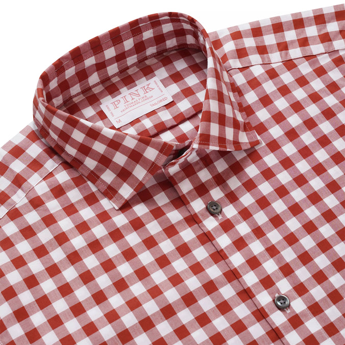 Brown & White Tailored Fit Smart Casual Gingham Shirt