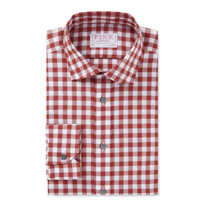 Brown & White Tailored Fit Smart Casual Gingham Shirt