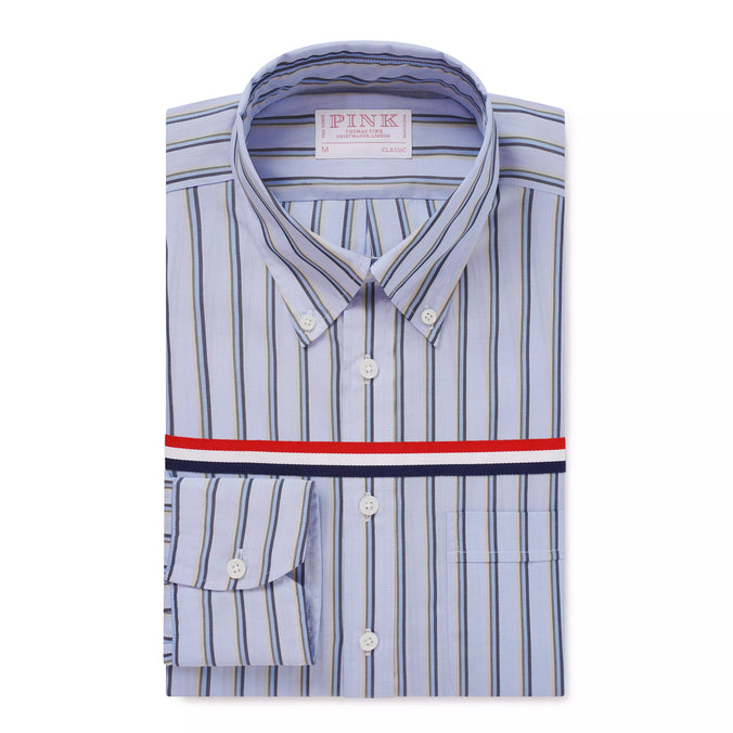 Blue & Green Classic Fit Smart Casual Jubilee End On End Shirt