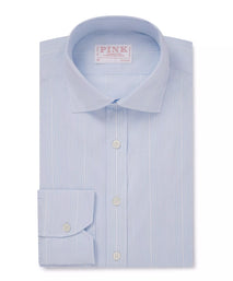 Pale Blue & White Classic Fit Smart Casual Multi Stripe Shirt