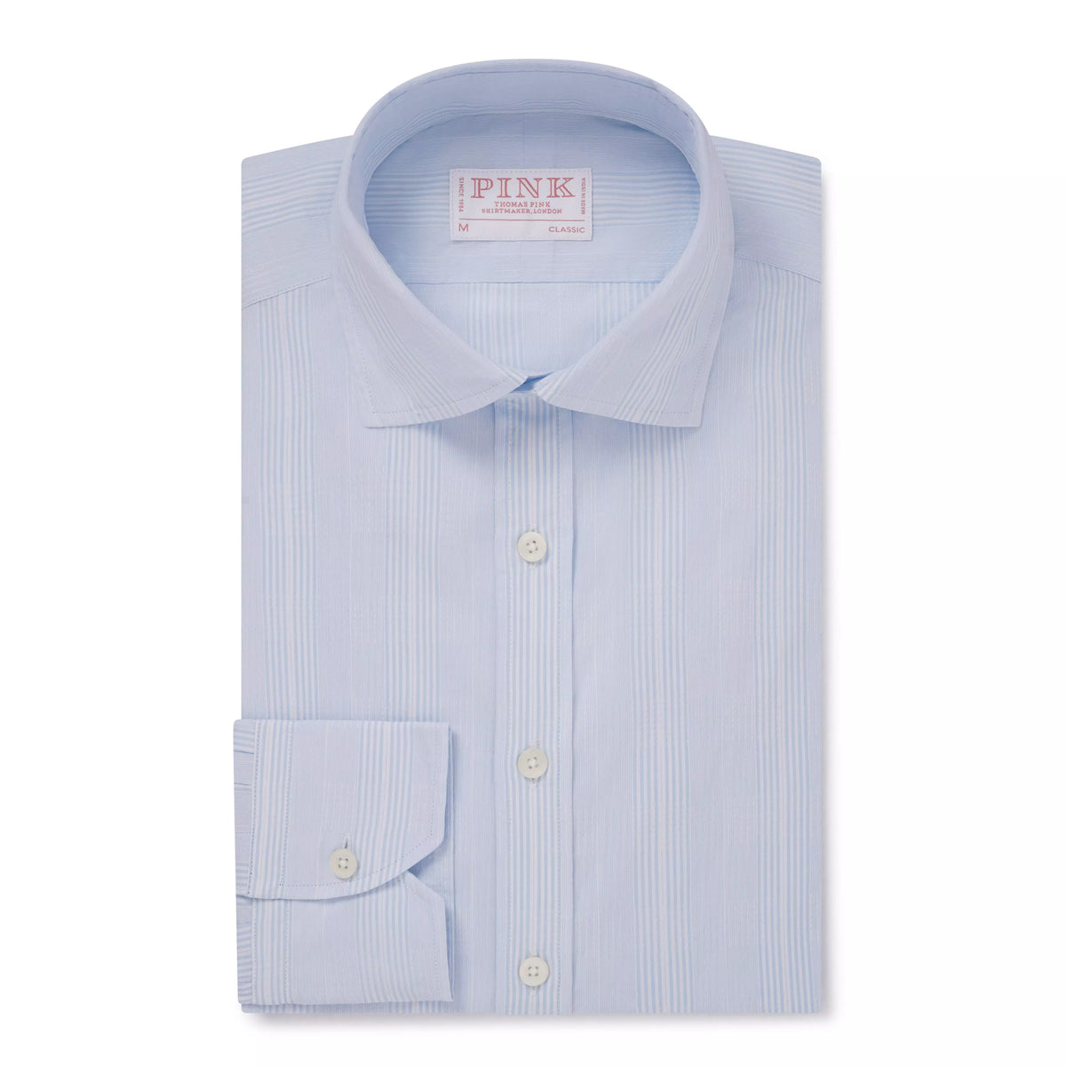 Pale Blue & White Classic Fit Smart Casual Multi Stripe Shirt
