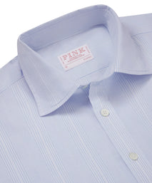 Pale Blue & White Classic Fit Smart Casual Multi Stripe Shirt