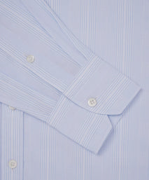 Pale Blue & White Classic Fit Smart Casual Multi Stripe Shirt