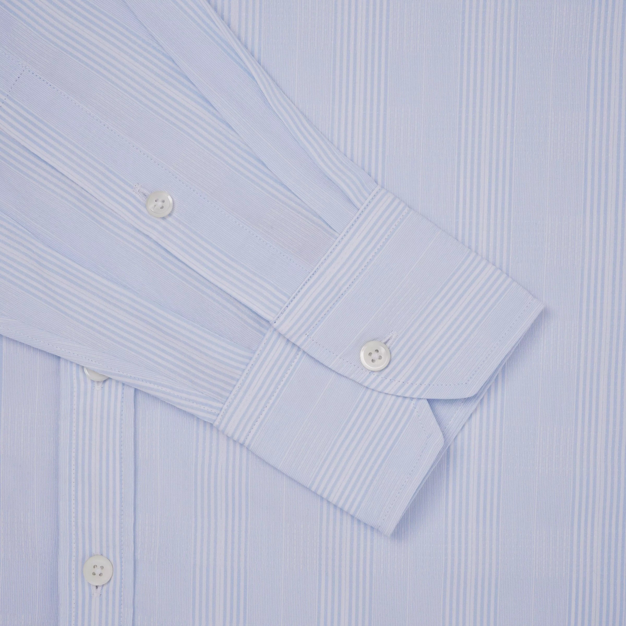 Pale Blue & White Classic Fit Smart Casual Multi Stripe Shirt