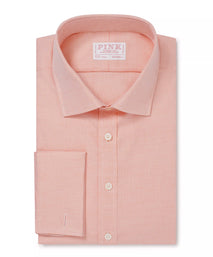 Orange Tailored Fit Double Cuff Jacquard Micro Check Formal Shirt