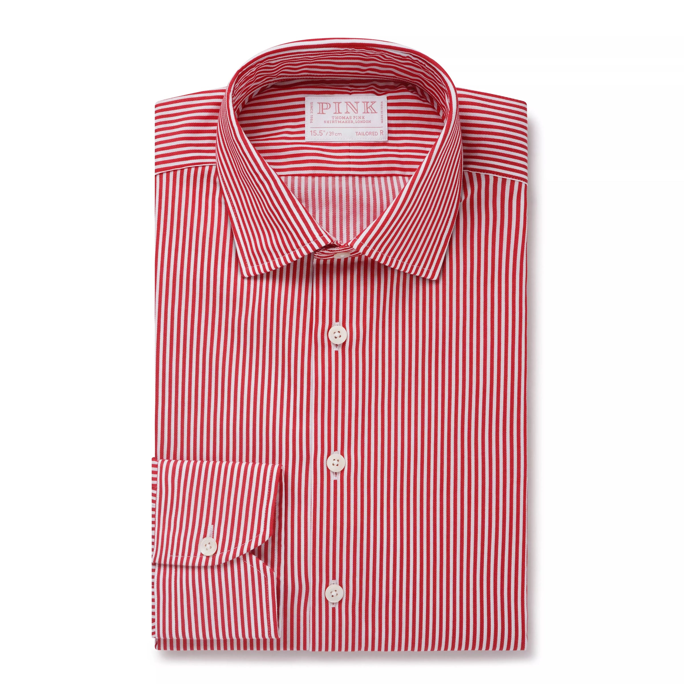 Red & White Tailored Fit Capri Stripe Shirt Dress Shirt