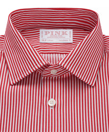 Red & White Tailored Fit Capri Stripe Shirt Dress Shirt