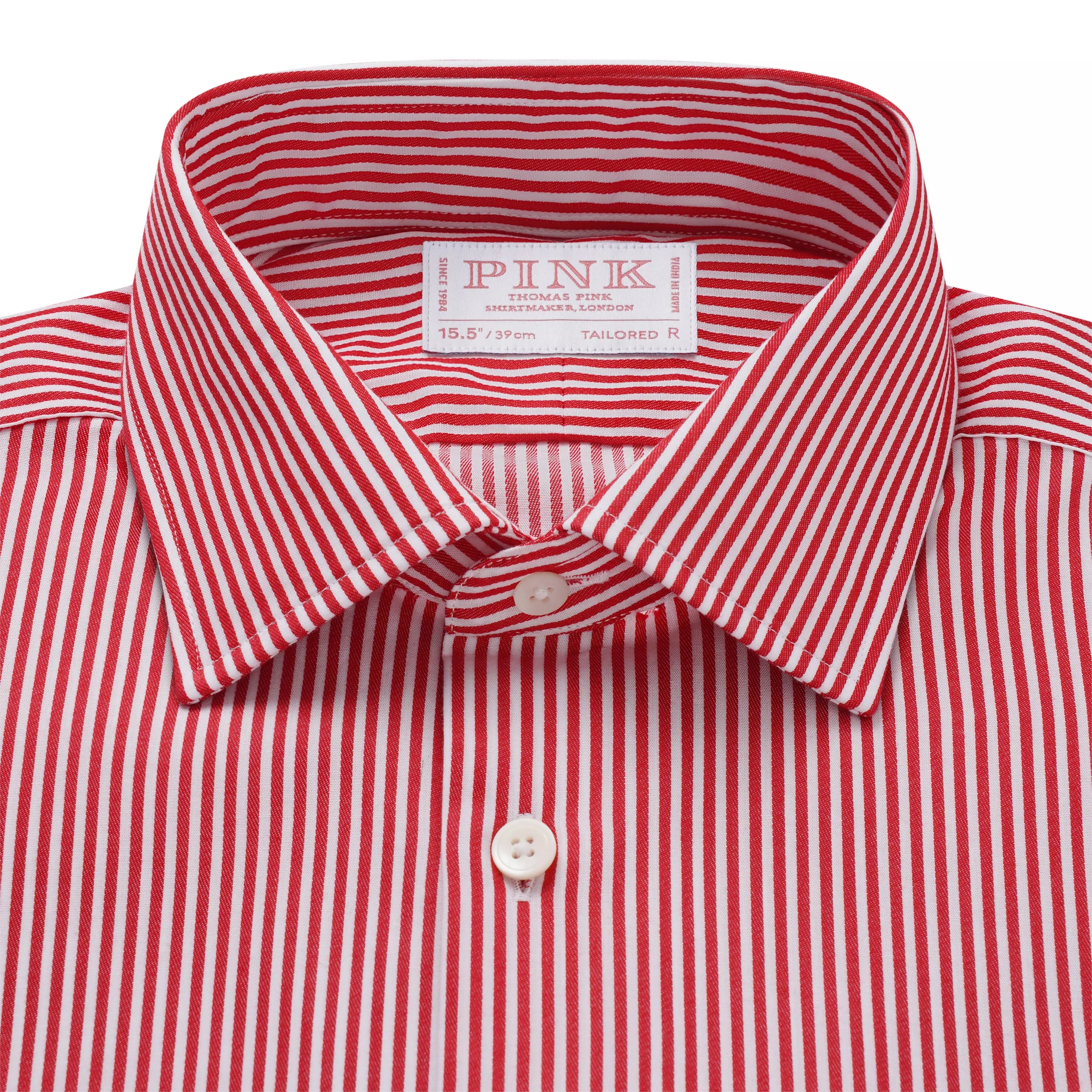 Red & White Tailored Fit Capri Stripe Shirt Dress Shirt