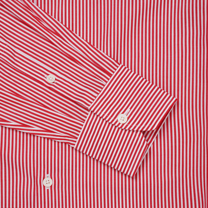 Red & White Tailored Fit Capri Stripe Shirt Dress Shirt