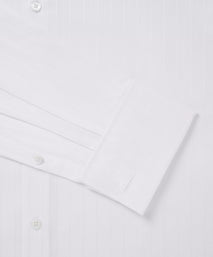 White Classic Fit Double Cuff Tonal Barre Stripe Formal Shirt