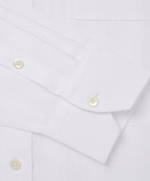 White Tailored Fit Business Casual Button Down Collar Linen Tonal Stripe Shirt