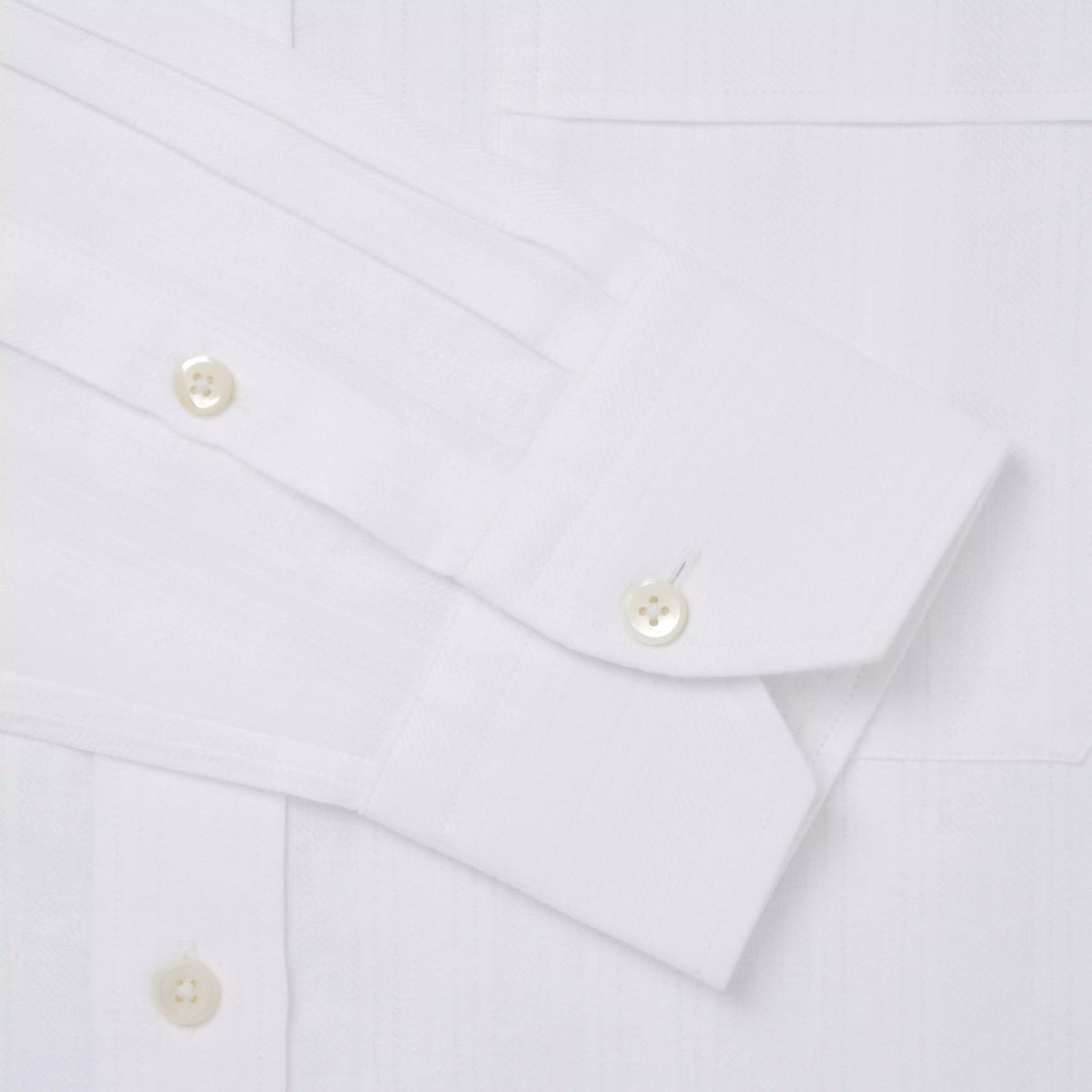 White Tailored Fit Business Casual Button Down Collar Linen Tonal Stripe Shirt