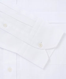White Tailored Fit Business Casual Button Down Collar Linen Tonal Stripe Shirt