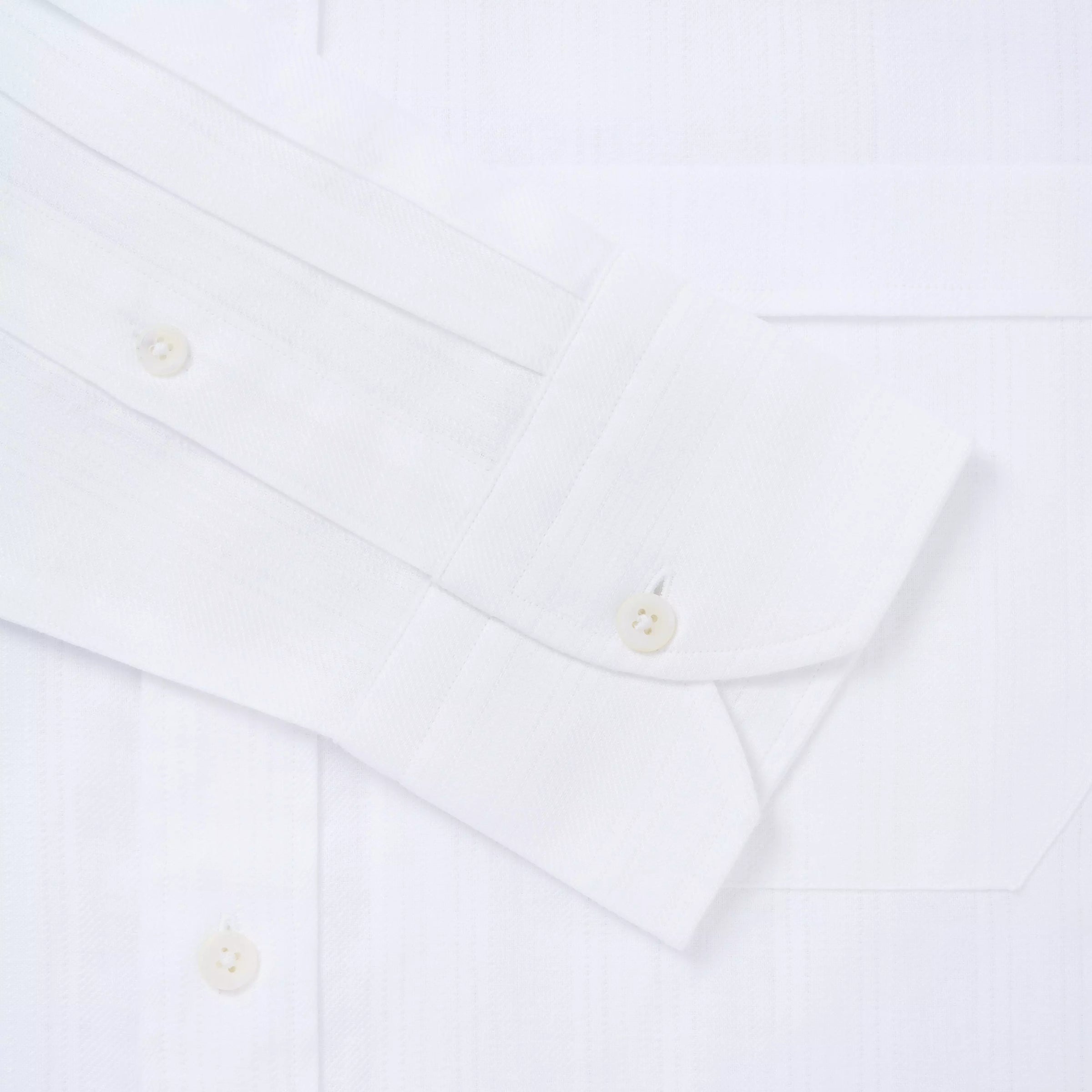 White Tailored Fit Business Casual Button Down Collar Linen Tonal Stripe Shirt