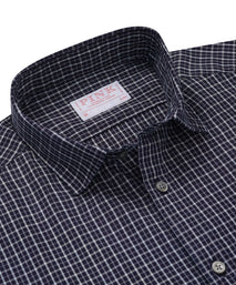Navy Blue Slim Fit Smart Casual Indigo Check Shirt