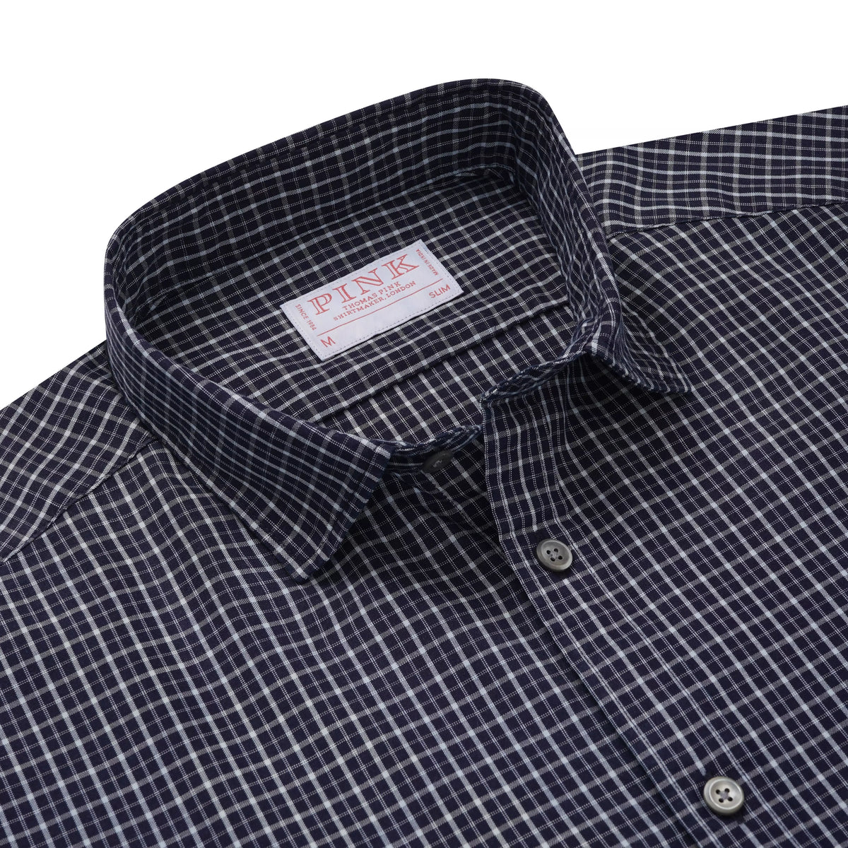 Navy Blue Slim Fit Smart Casual Indigo Check Shirt