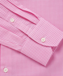 Pink & White Slim Fit Micro Gingham Check Formal Shirt