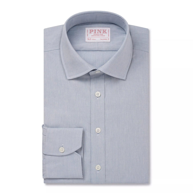 Pale Blue Tailored Fit Chambray Formal Shirt