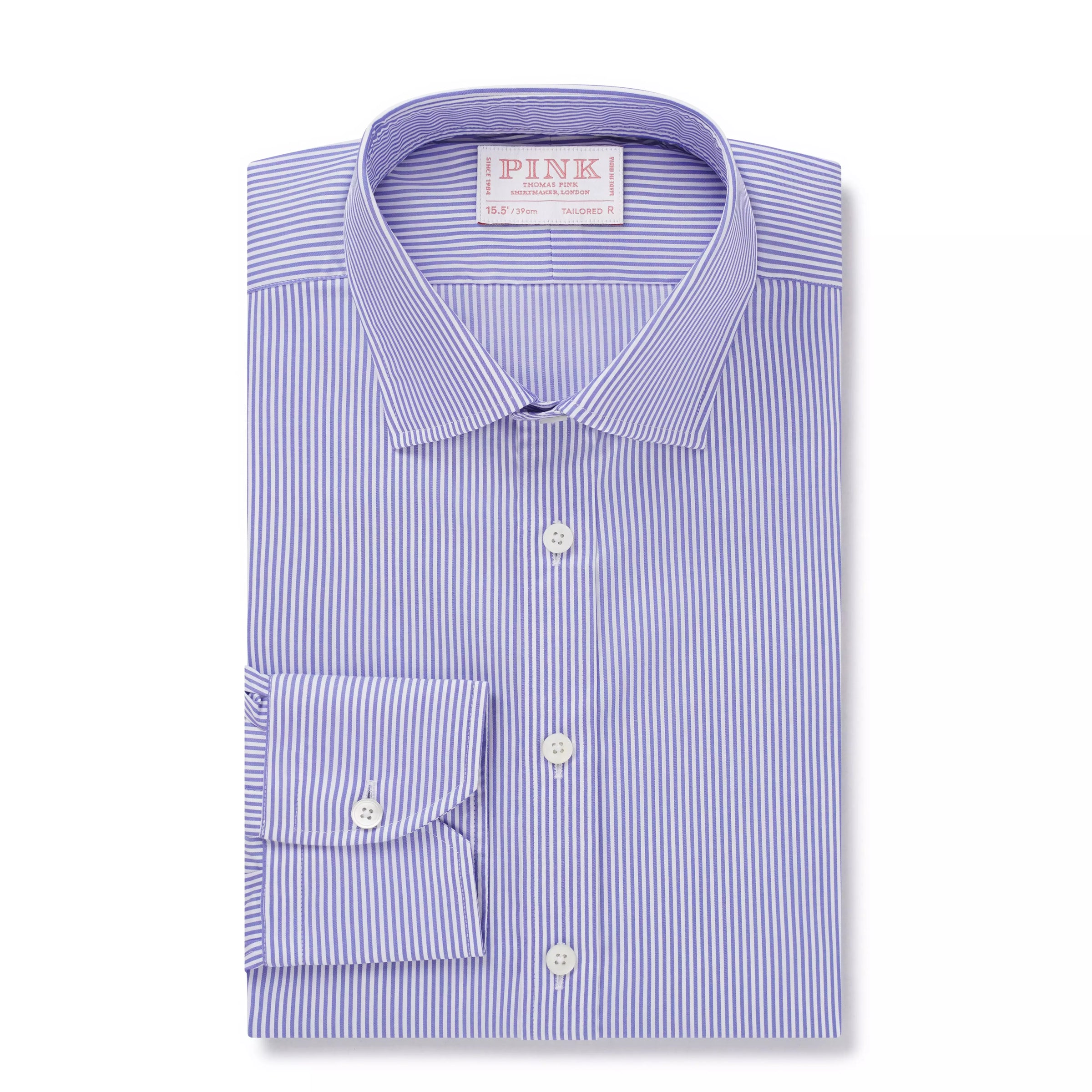 Blue & Navy Slim Fit Bengal Twill Stripe Dress Shirt