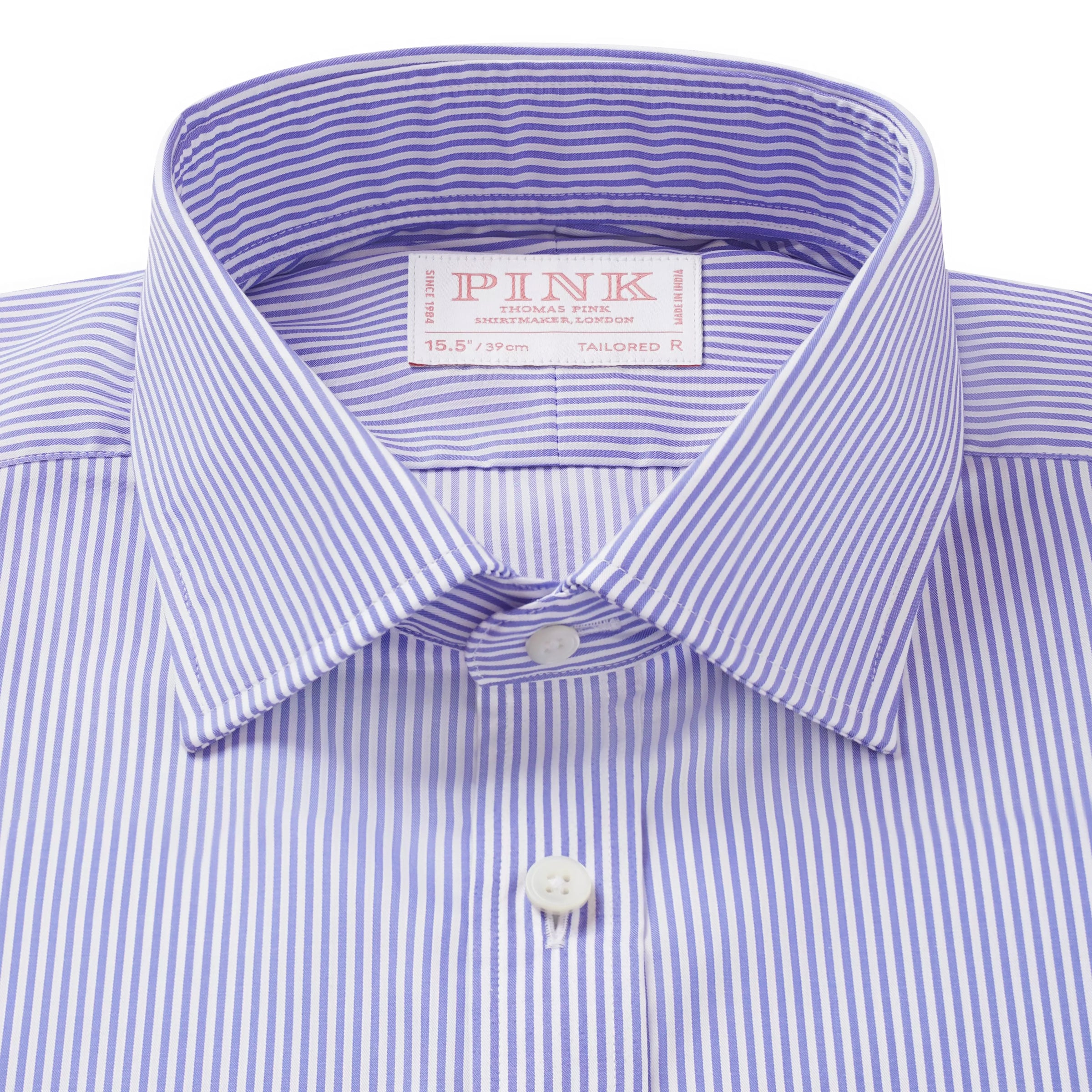 Blue & Navy Slim Fit Bengal Twill Stripe Dress Shirt