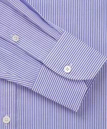 Blue & Navy Slim Fit Bengal Twill Stripe Dress Shirt