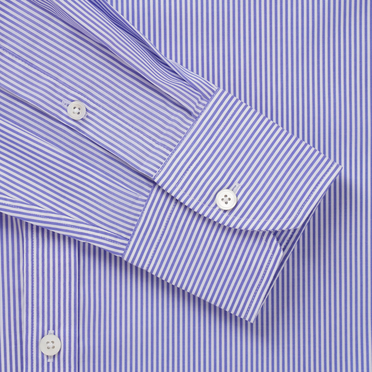 Blue & Navy Slim Fit Bengal Twill Stripe Dress Shirt