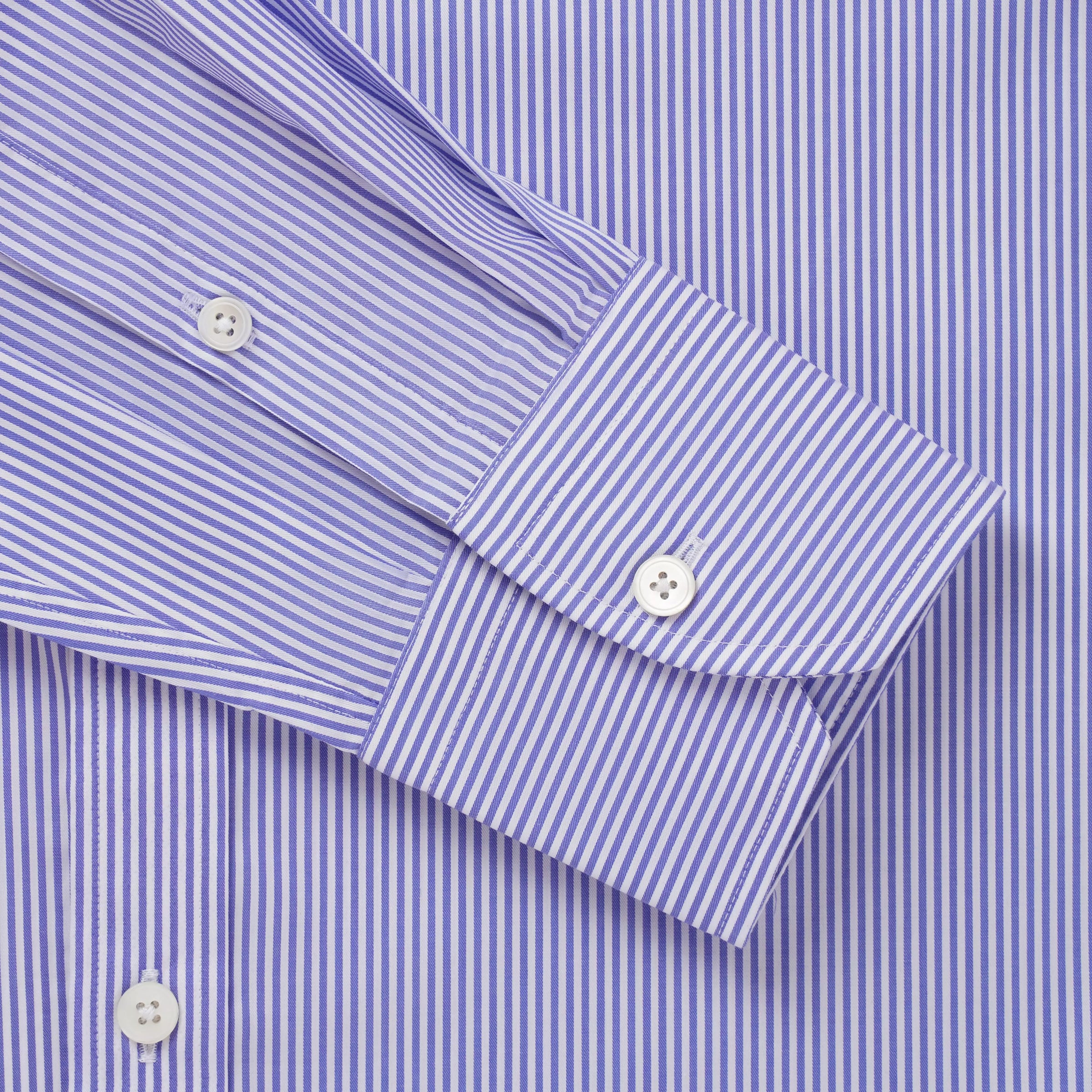 Blue & Navy Slim Fit Bengal Twill Stripe Dress Shirt