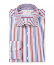 White & Multi Classic Fit Track Stripe Formal Shirt