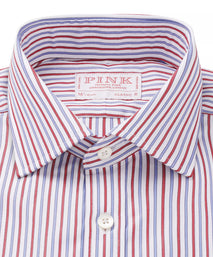 White & Multi Classic Fit Track Stripe Formal Shirt