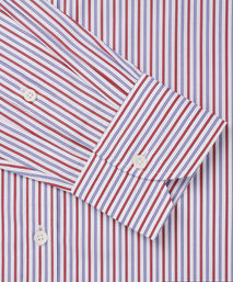 White & Multi Classic Fit Track Stripe Formal Shirt