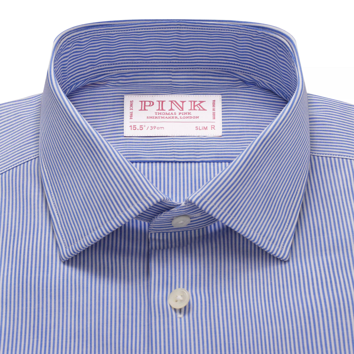 Blue & White Slim Fit Panama Thin Stripe Dress Shirt