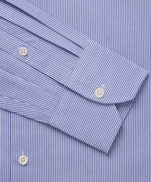 Blue & White Slim Fit Panama Thin Stripe Dress Shirt